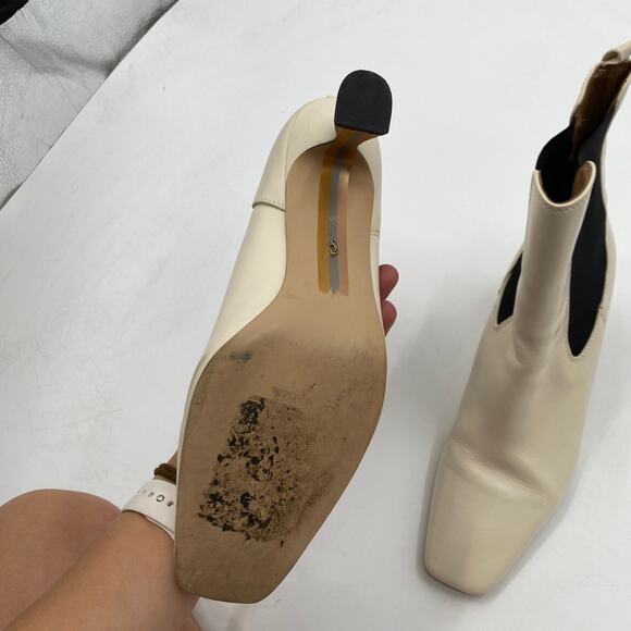 Sam Edelman ivory leather chelsea kitten heel boots - Picture 4 of 5